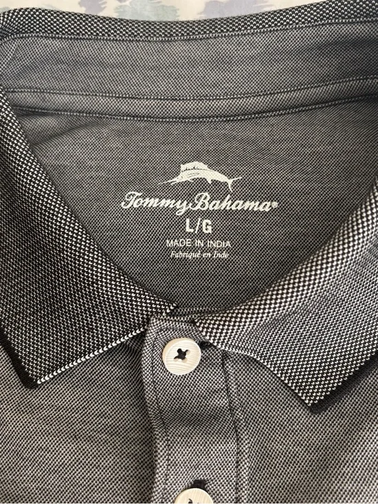 Tommy Bahama Men's Short Sleeve Polo Shirt Black/Gray Textured Large - EUC - Picture 6 of 9